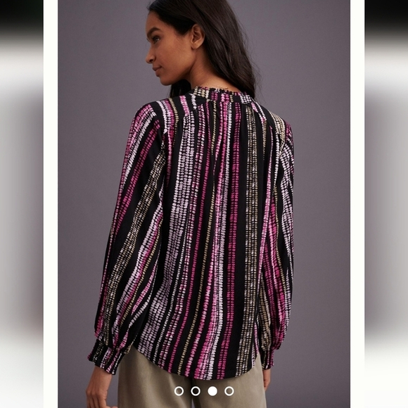 Anthropologie Maeve Peasant Blouse Collette Balloon Sleeve V-Neck Size Small - Picture 3 of 16